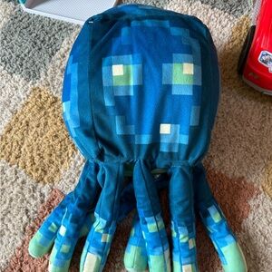 Blue and Green Pixelated Minecraft Octopus Plush